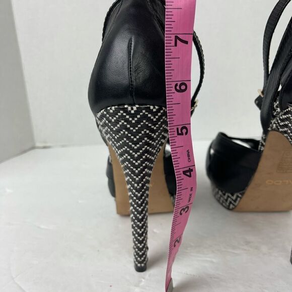 Aldo Black White Chevron Platform Heels Size 8.5 - Picture 5 of 8